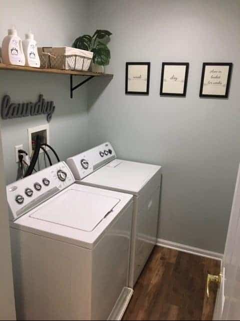 sea salt by sherwin williams in laundry room 