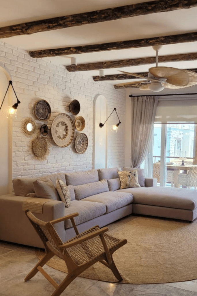 boho wall decorations in living room