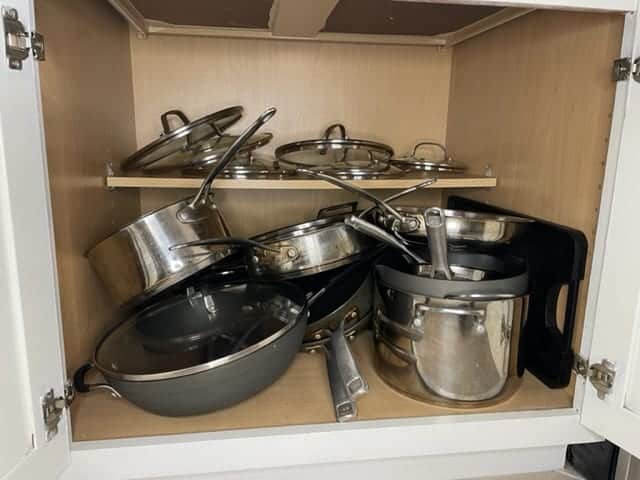 organizing pots and pans