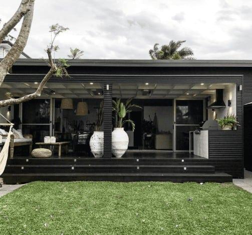 black and white exterior house ranch