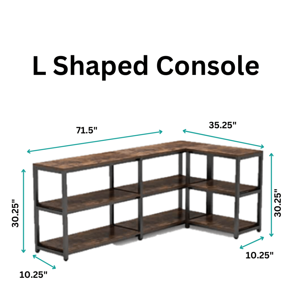 l shaped console table