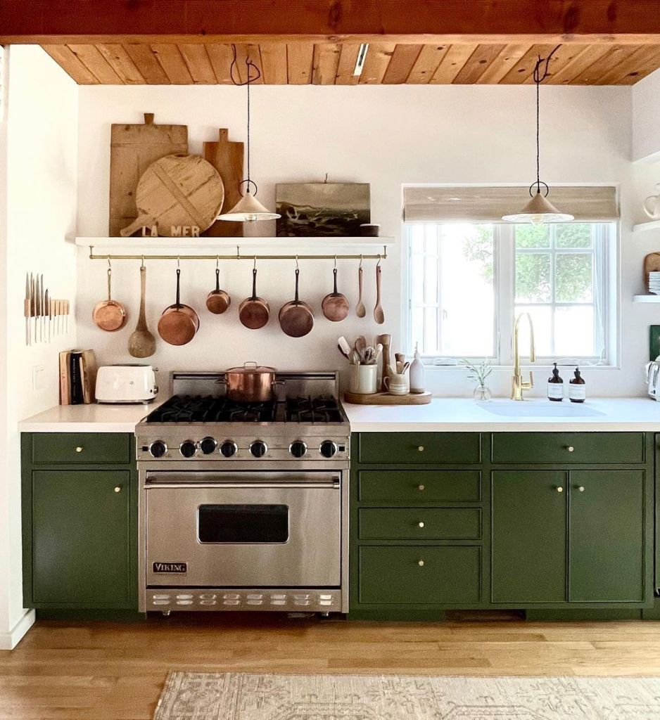 green kitchen cabinets
