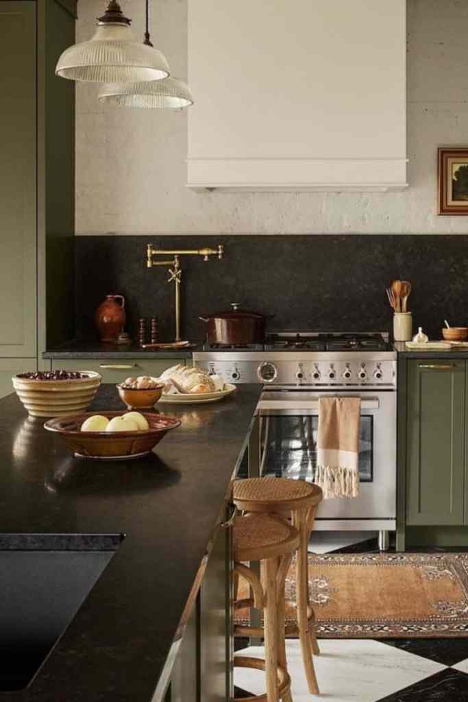 dark green kitchen