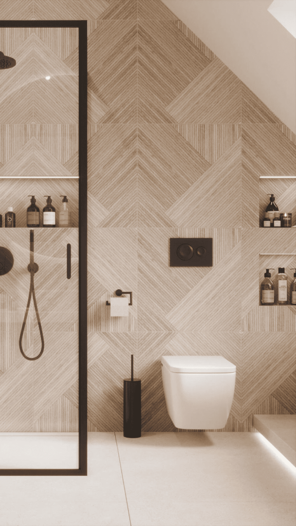 tiny bathroom accent wall