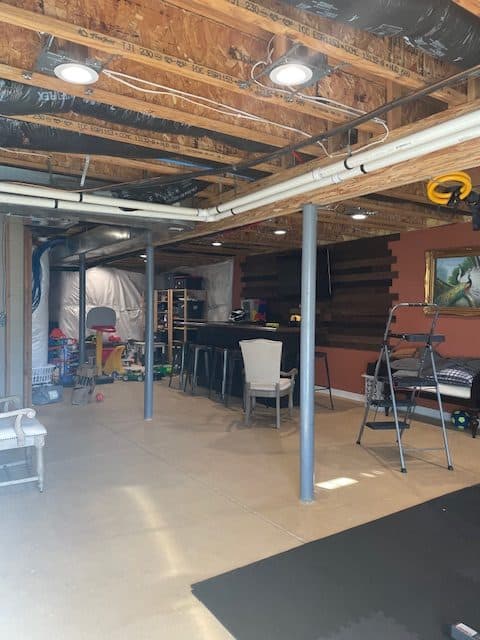 before painting exposed basement ceiling