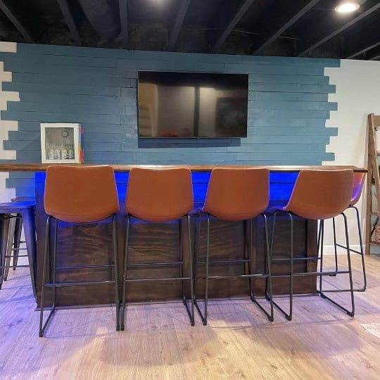 black basement ceiling